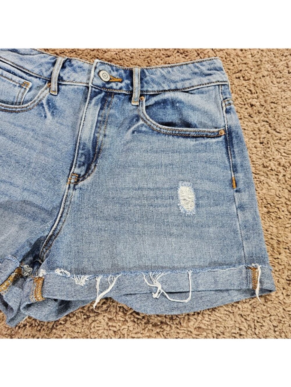 Pacsun Jean Shorts Womens 26 Blue Mom Short Distressed Cuffed Denim - Picture 3 of 9